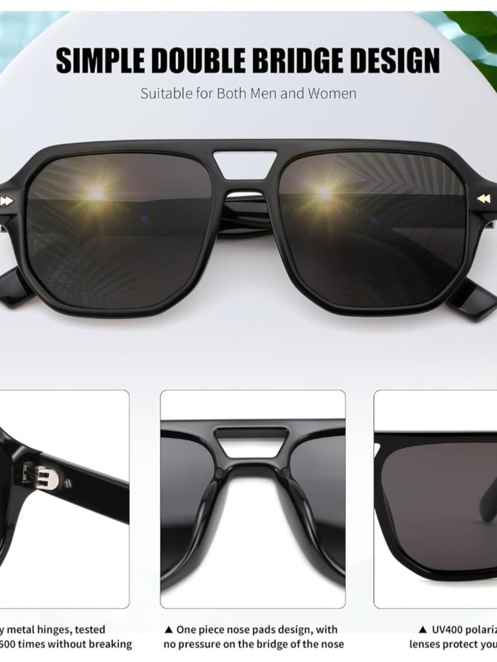 Polarized Aviator Sunglasses Men Women, Retro 70s Style Design - UV400 Protectio - Picture 3 of 9
